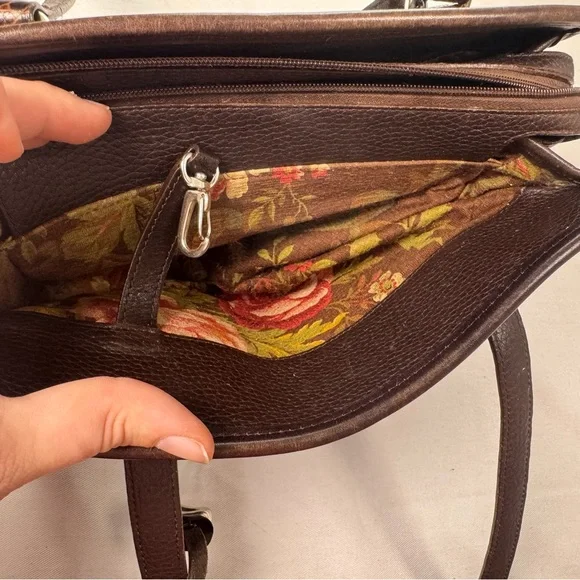 Brighton Pebbled Leather Croco Embossed Shoulder Bag Purse Handbag - Picture 6 of 11